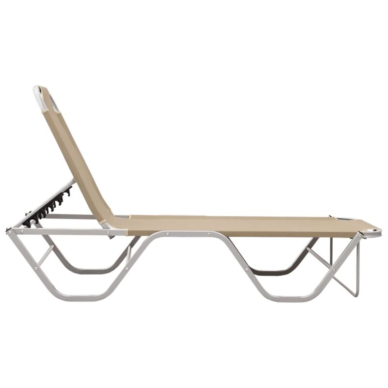 vidaXL Aluminium Sun Lounger with Textilene Fabric - Cream Modern Design Outdoor Furniture for Garden, Beach, Camping