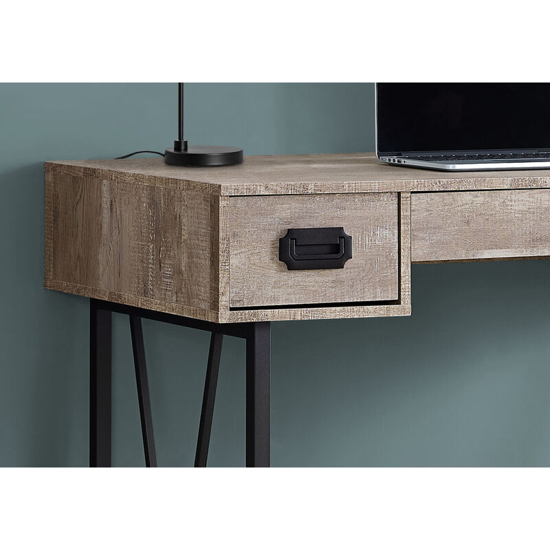 Monarch Specialties I 7414 Computer Desk, Home Office, Laptop, Storage Drawers, 48"L, Work, Metal, Laminate, Beige, Black, Transitional