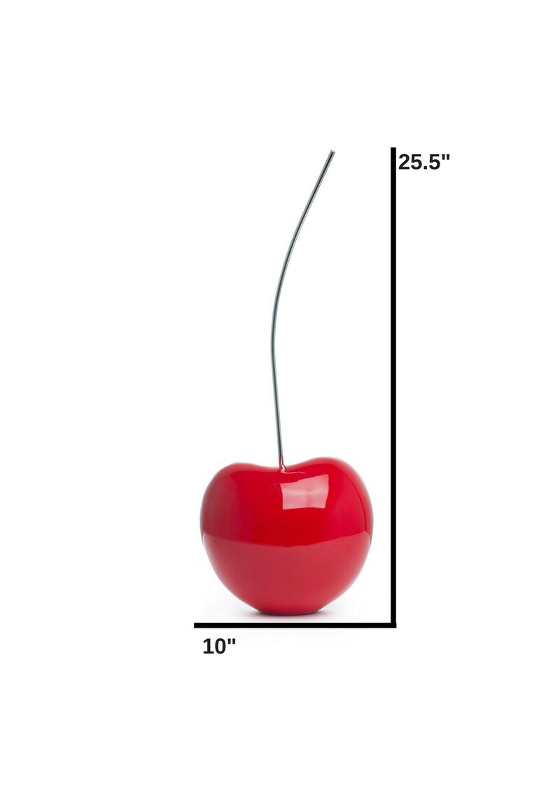 Cherry Sculpture Bright Red Resin Handmade 25" Tall