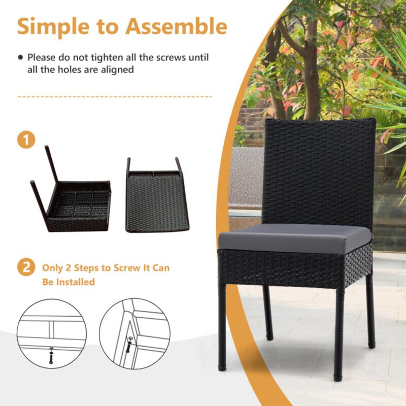 Hivvago Set of 4 Patio Rattan Wicker Dining Chairs Set with Soft Cushions-Black
