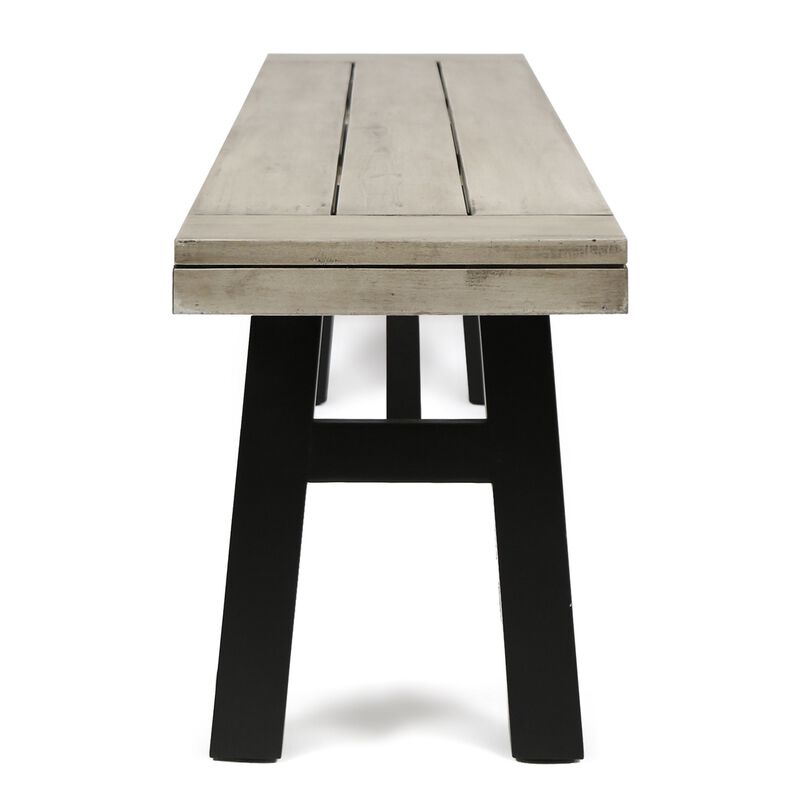 Wren Outdoor Bench Set of 2, Slat Panel, 63 Inch Gray Acacia Wood - Benzara