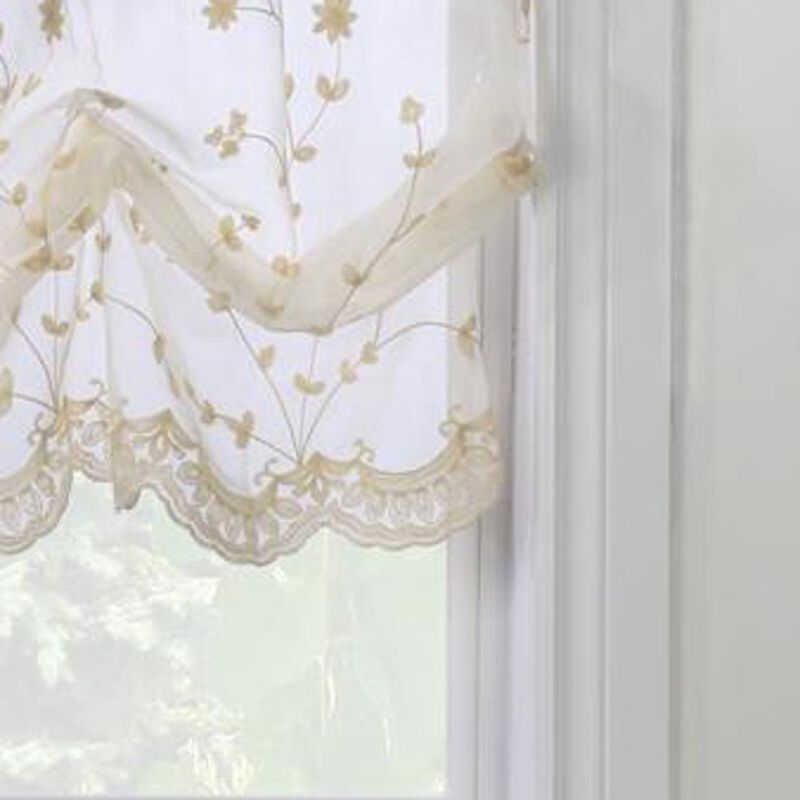 Commonwealth Habitat Grandeur Deep Scalloped Embroidery Balloon Curtain - 52x63" - Off-white