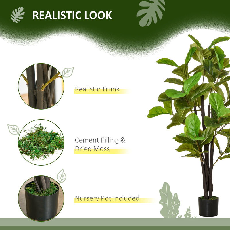 4.5' Artificial Fiddle Leaf Fig Potted Decorative Plant w/ 78 Realistic Leaves