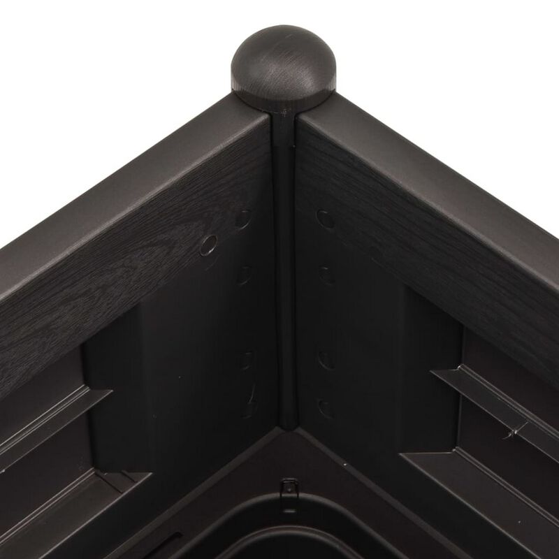 Outdoor Raised Flower Bed with Drainage, 39 Inch Gray Polypropylene - Benzara