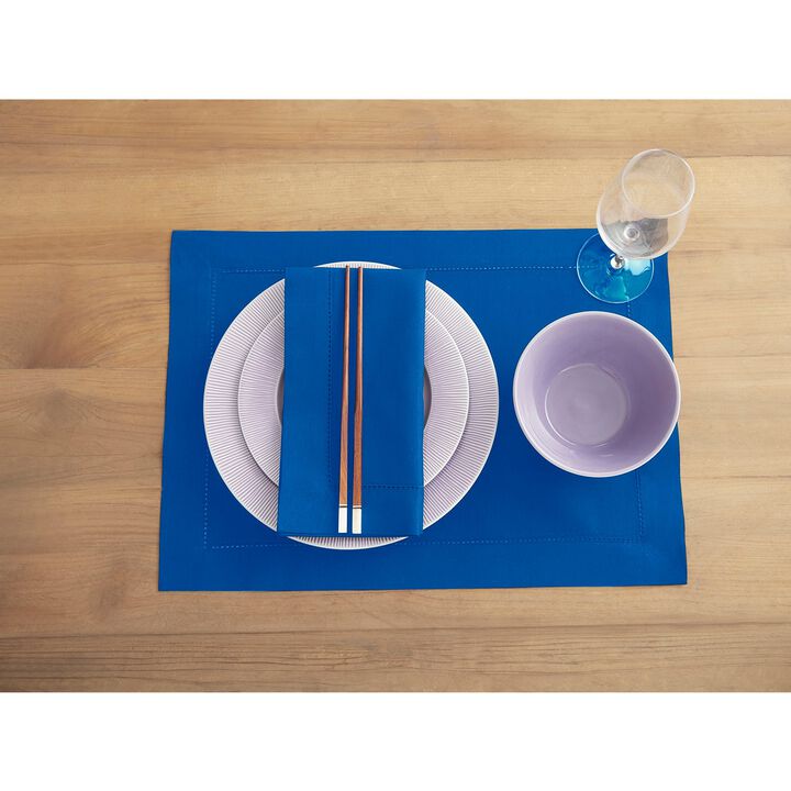 Solino Home Cotton Linen 14 x 19 Inch Placemats Set of 4 | Cotton Linen Hemstitch