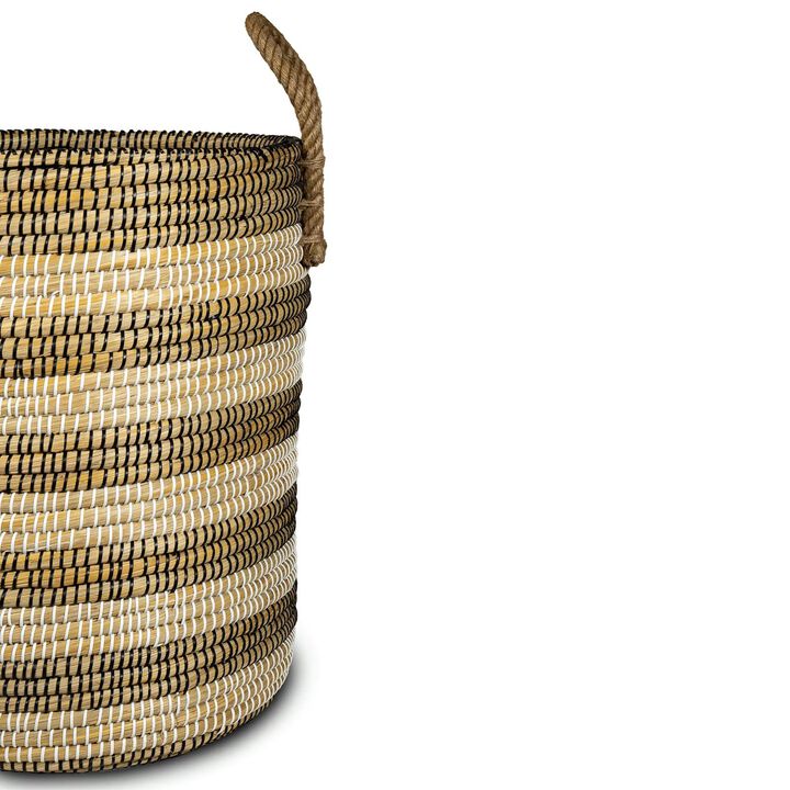 Kans Grass Cylindrical Laundry Basket with Handles & Lid
