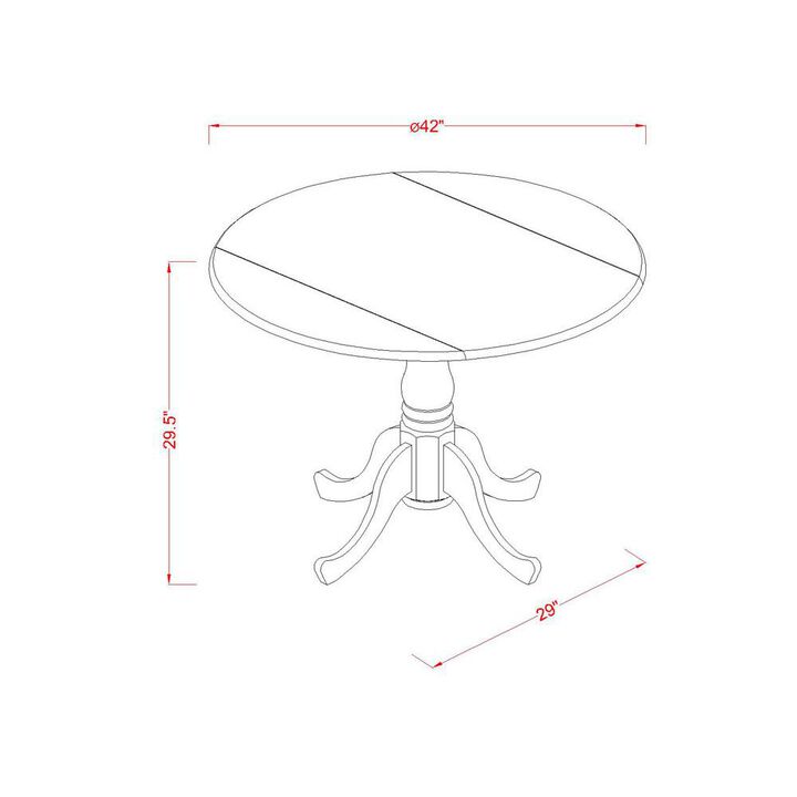 East West Furniture Dublin  Round  Table  with  two  9  Drop  Leaves  -  Black  Finish