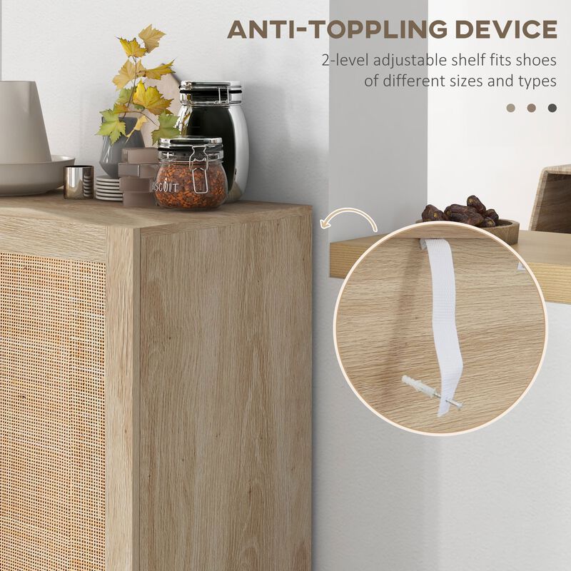 Natural Rattan Kitchen Buffet: 2-Door, Adjustable Shelves