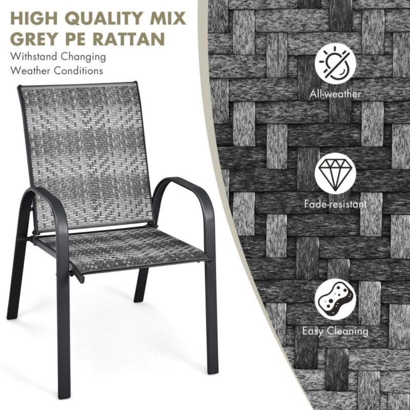 Hivvago Set of 6 Outdoor PE Wicker Stackable Chairs with Sturdy Steel Frame