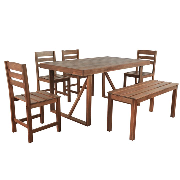Mondawe 5-Piece Acacia Wood Outdoor Table and Chair Set,Minimalist Table & Chairs For Patio Garden
