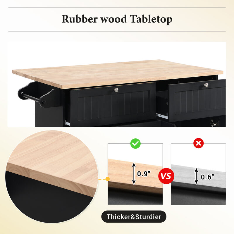 Farmhouse Kitchen Island Set with 2 Stools