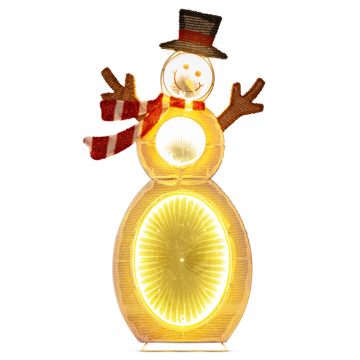 Lighted Snowman with LED Lights and Metal Stand