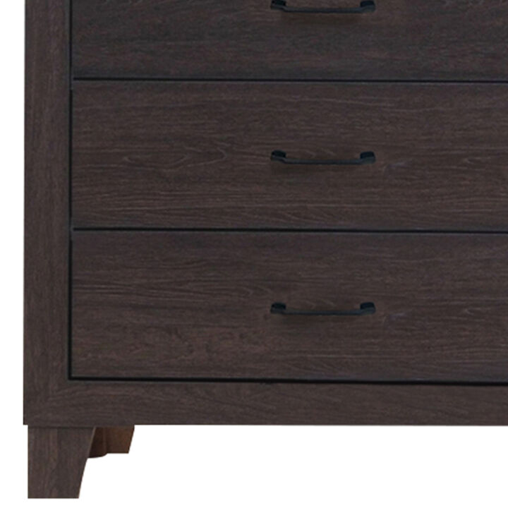Chest with 5 Drawers and Grain Details, Dark Brown-Benzara