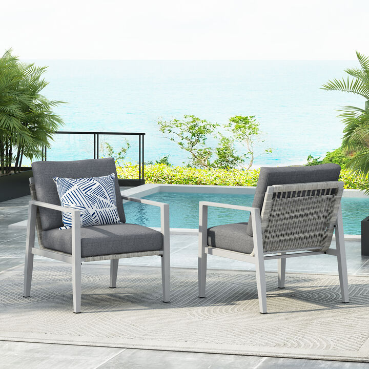 Merax Outdoor Lounge Chair with Sleek Rope Accents