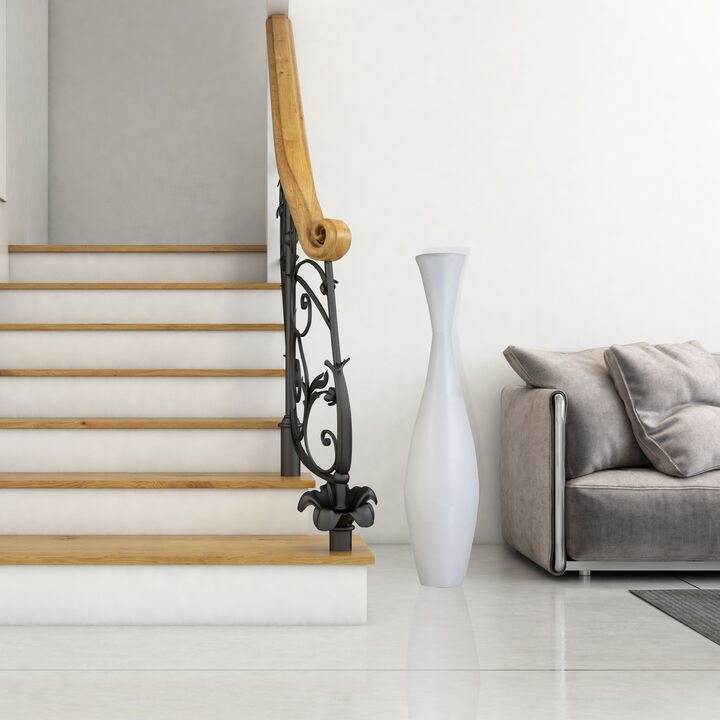 White Bamboo Floor Vase - 43-inch Modern Elegance, Living Room Decor, Entryway, Dining Accent, Versatile Floral Styling, Home Accessory, Interior Design Upgrade, Tall Vase, Elegant Room Enhancement