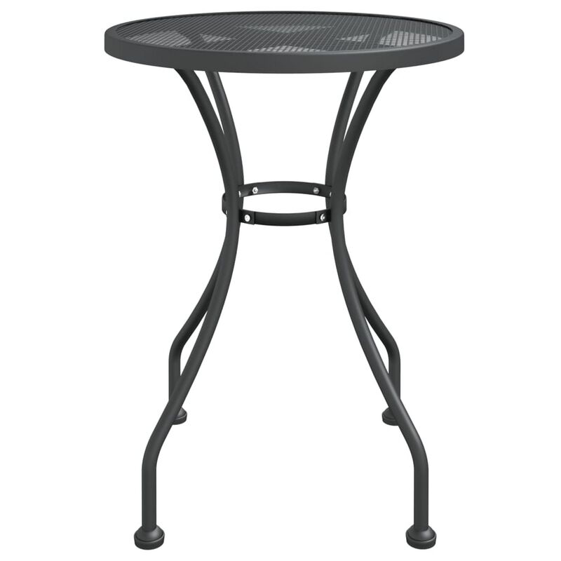 Troy 3pc Outdoor Foldable Dining Chair and Table Set, Mesh Gray Metal - Benzara
