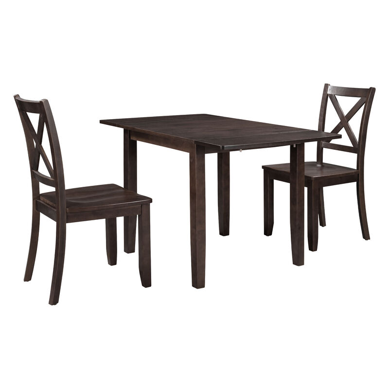 Merax 3-Piece Wood Drop Leaf Extendable Dining Table Set