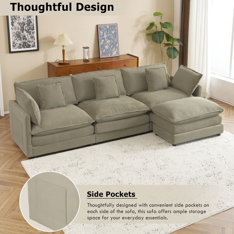 Merax Modern Corduroy Sectional Sofa for Living Room