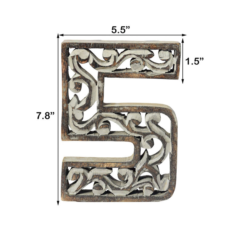 Vintage Gray Handmade Eco-Friendly "5" Numeric Number For Wall Mount & Table Top Décor