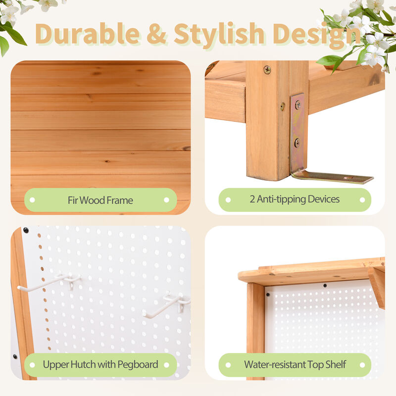 Merax Fir Wood Potting Bench with Hutch