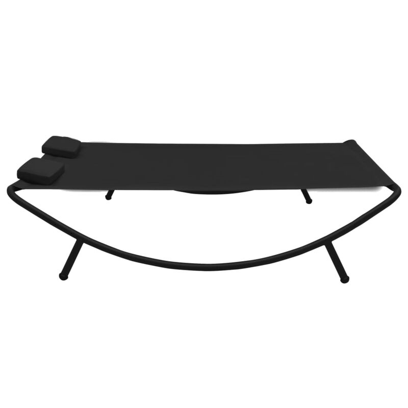 vidaXL Patio Lounge Bed - Weather-Resistant Oxford Fabric, Powder-Coated Steel Frame, Size 78.7" x 68.1" x 17.7", with Two Comfortable Pillows, Easy Cleaning, Ideal for Outdoor Use, Black