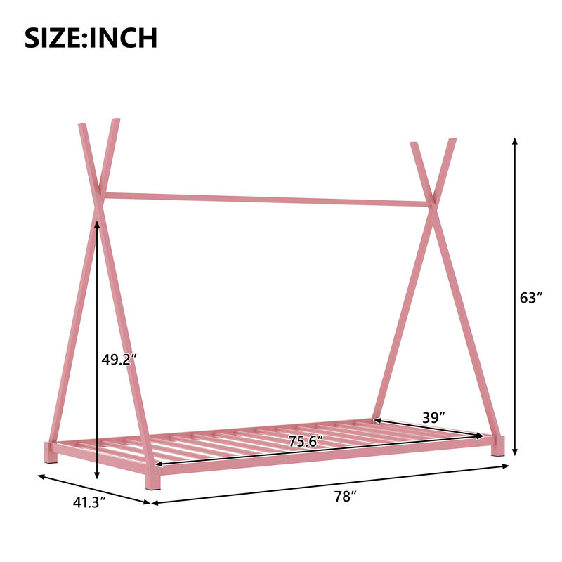 Merax Triangle Structure Metal House Platform Bed Floor Bed
