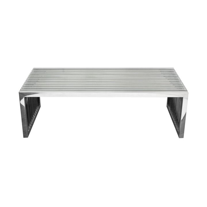 Diamond SofaDiamond Sofa Soho Rectangular Stainless Steel Cocktail Table with Clear Tempered Glass Top