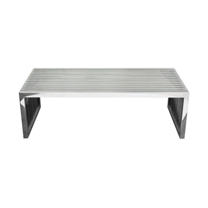 Diamond SofaDiamond Sofa Soho Rectangular Stainless Steel Cocktail Table with Clear Tempered Glass Top