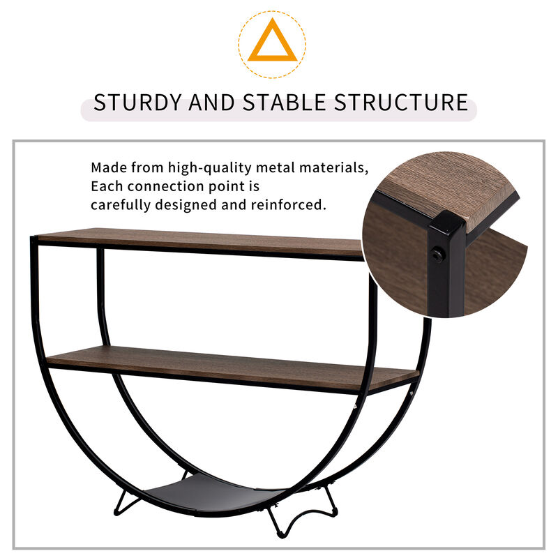 Merax Industrial Demilune Shape Console Table