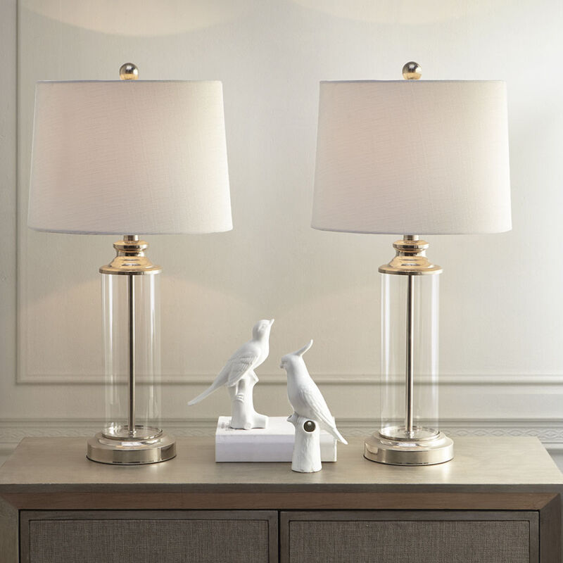 Clarity Glass Cylinder Table Lamp Set Of 2