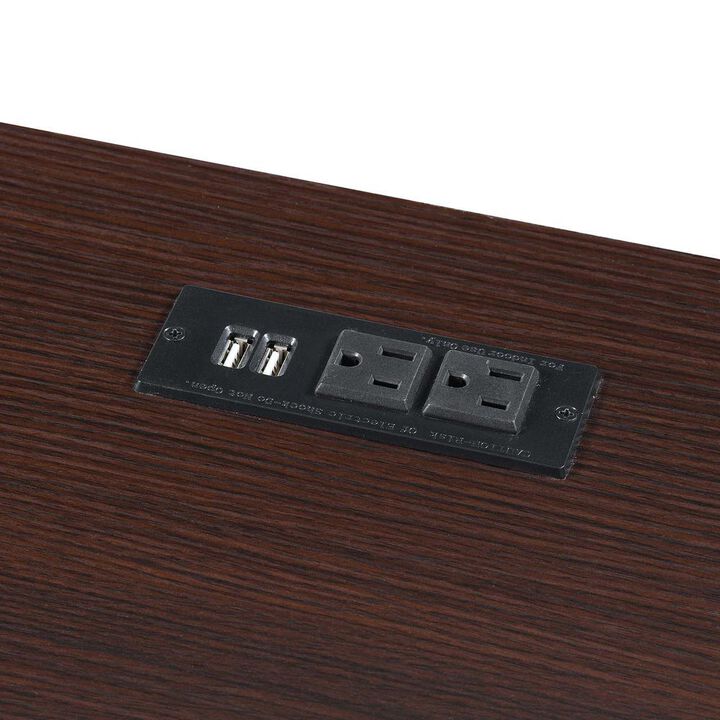 Convenience Concepts Designs2Go Trestle Desk with Charging Station, Espresso