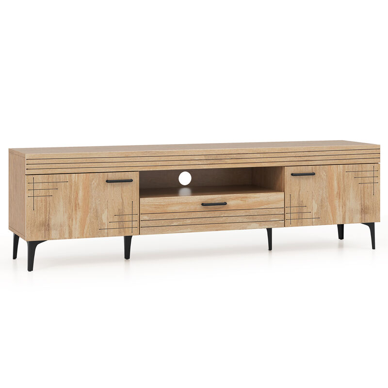 TV Stand with 2 Cabinets and Storage Drawer for Flat Screen TVs and Media Organization