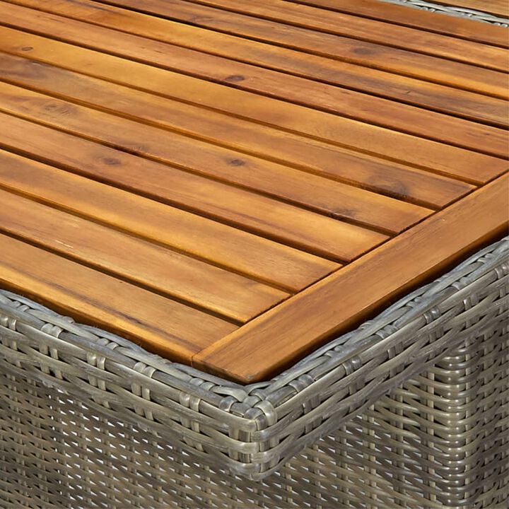 vidaXL Garden Table Brown Poly Rattan and Solid Acacia Wood