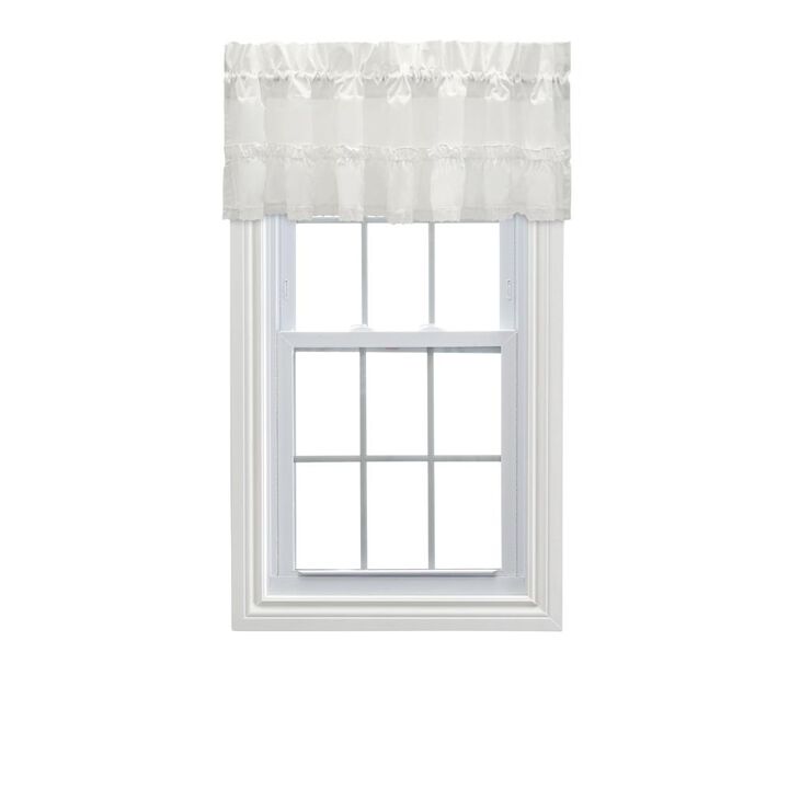 Ellis Curtain Madelyn Ruffled Victorian 1.5" Rod Pocket Valances for Windows 60" x 16" Natural