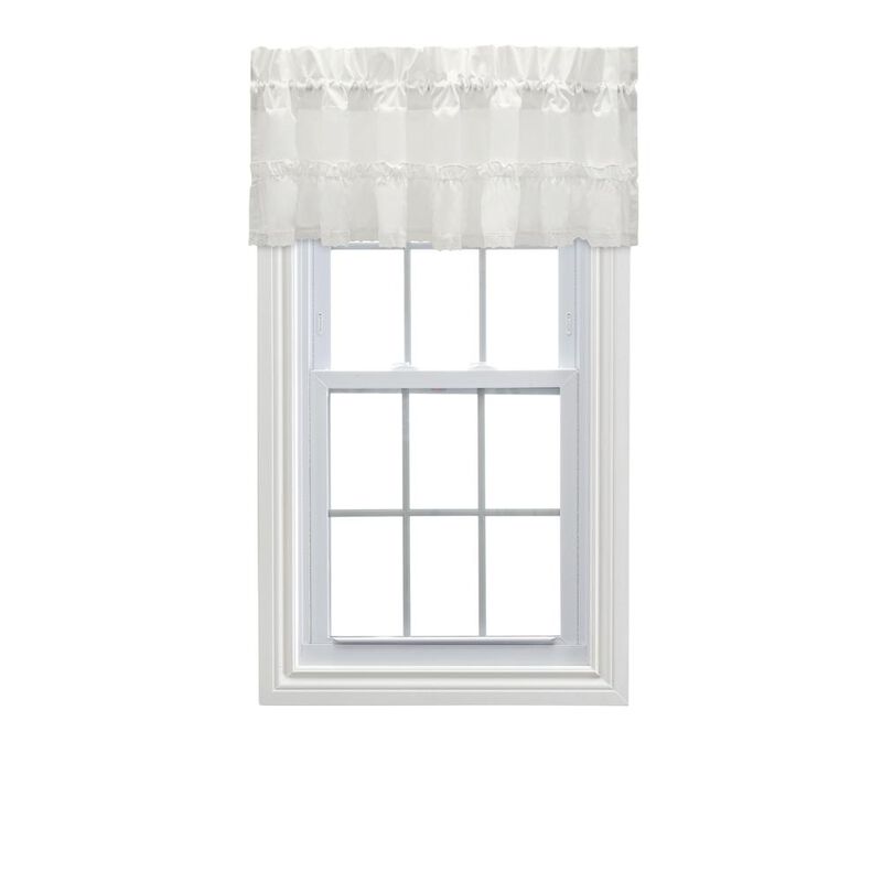 Ellis Curtain Madelyn Ruffled Victorian 1.5" Rod Pocket Valances for Windows 60" x 16" Natural