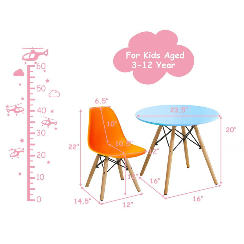 5 Pieces Kids Mid-Century Modern Table Chairs Set