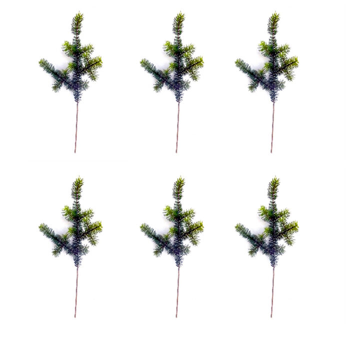Set of 6 Wintry Green Pine Sprays for Holiday and Winter Decor