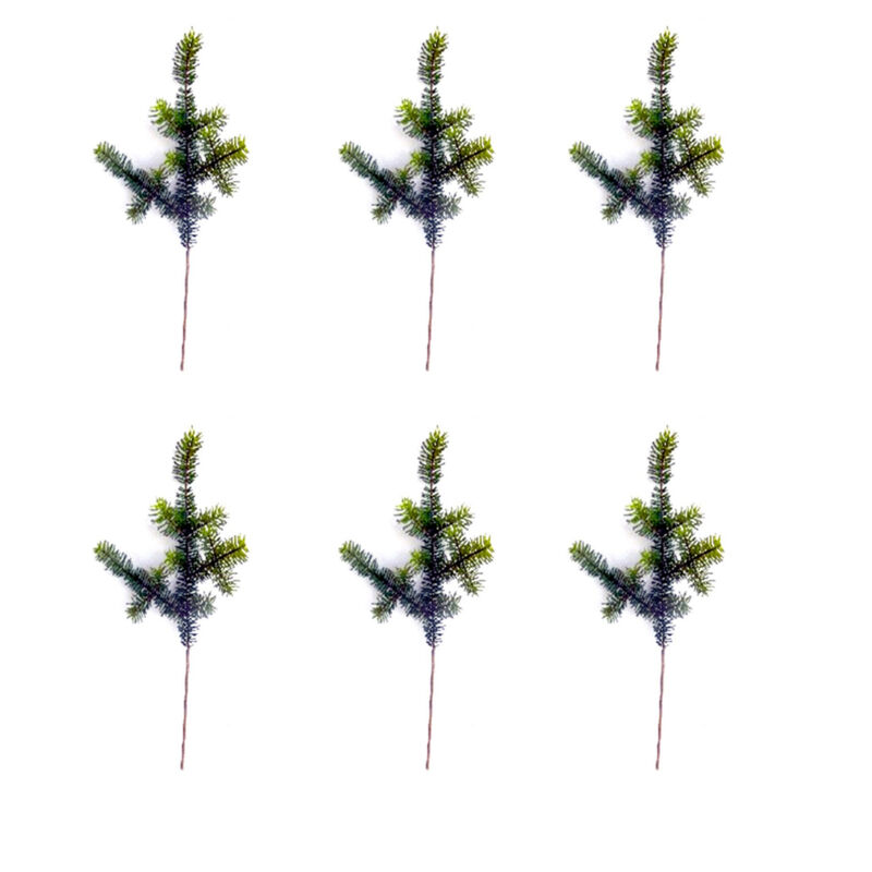 Set of 6 Wintry Green Pine Sprays for Holiday and Winter Decor