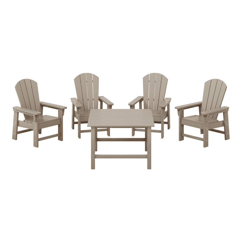 WestinTrends Kids 5-Piece HDPE Outdoor Square Patio Dining Table and Chairs Set