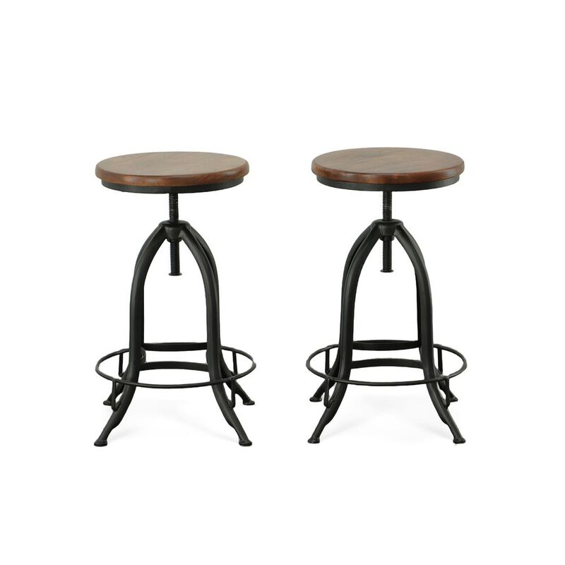 Carolina Living Ryder Adjustable Barstool - Chestnut Seat - Black Base