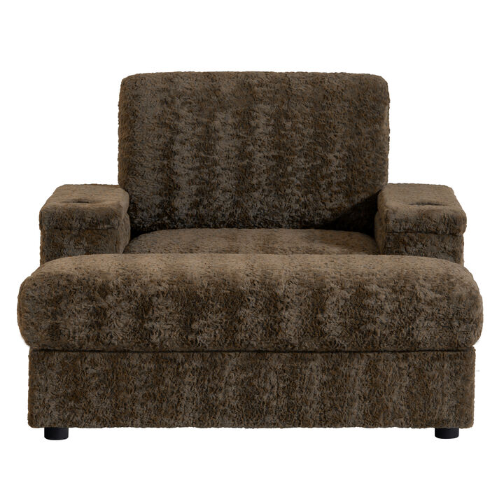 Merax Upholstered Sofa Chair with Storage Ottoman and Armrests
