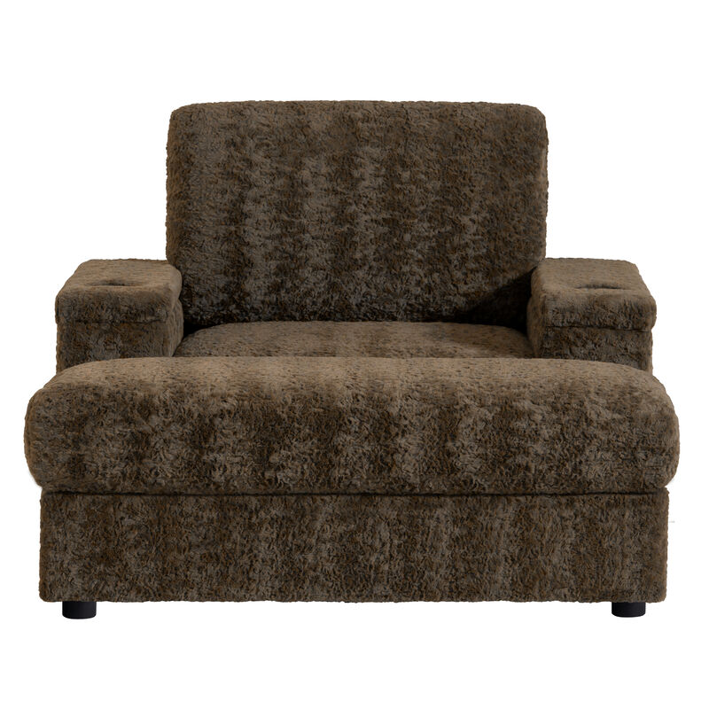Merax Upholstered Sofa Chair with Storage Ottoman and Armrests