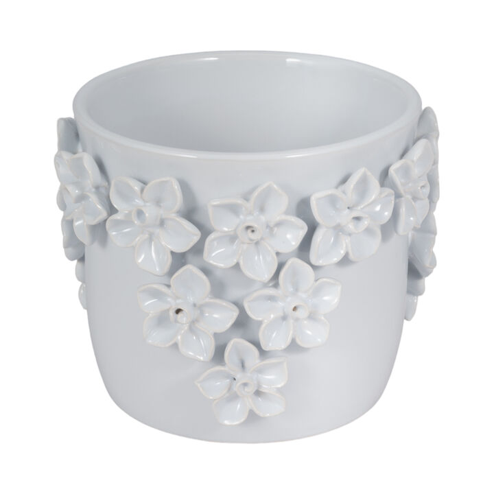 7" Floral Applique Planter