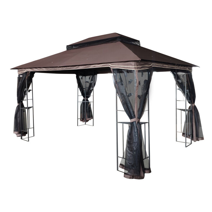 13 X 10 Outdoor Patio Gazebo Canopy Tent With Ventilated Double Roof And Mosquito Net