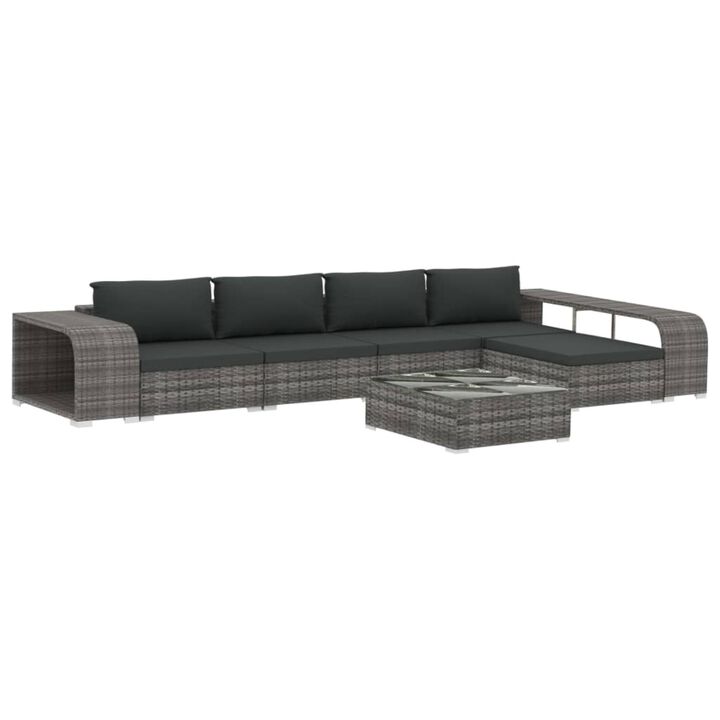 vidaXL 8 Piece Garden Lounge Set with Cushions Poly Rattan Gray