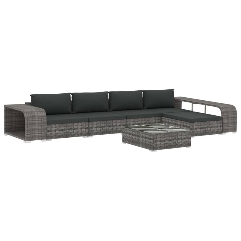 vidaXL 8 Piece Garden Lounge Set with Cushions Poly Rattan Gray