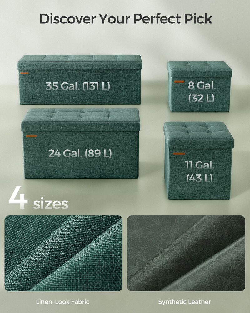 43-Inch Folding Storage Ottoman Bench with Wooden Divider - Storage Chest and Foot Rest Stool