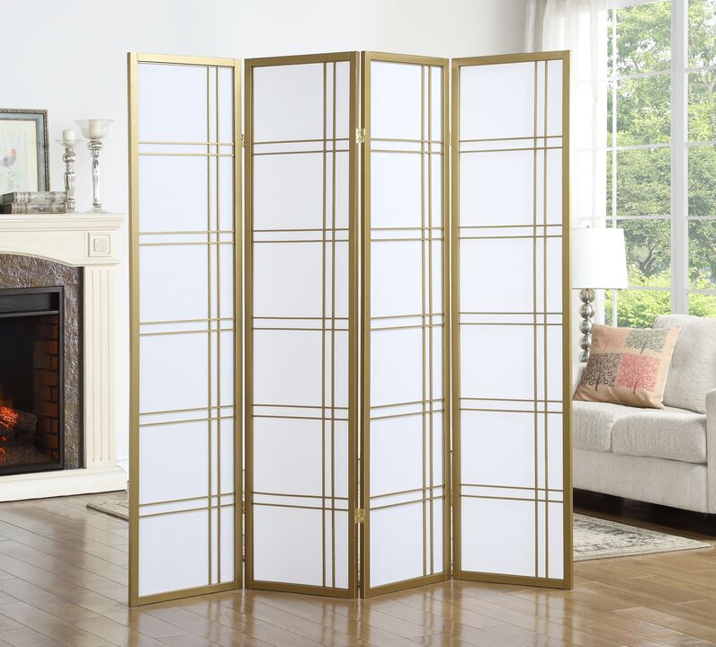 Streamdale Seto 4-Panel Room Divider Screen, Gold