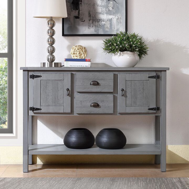 Sideboard Console Table  Storage Cabinet with 2 Drawers, Bottom Shelf, and Spacious Compartments for Home Organization