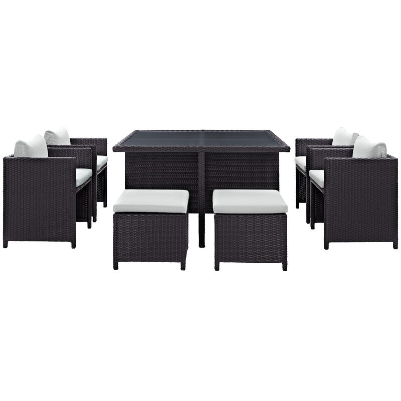 Inverse 9 Piece Outdoor Patio Dining Set - Espresso White